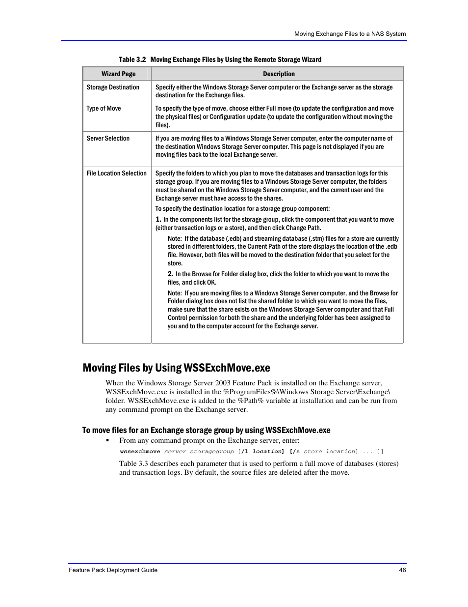 Moving files by using wssexchmove.exe | Dell PowerVault 745N User Manual | Page 46 / 73