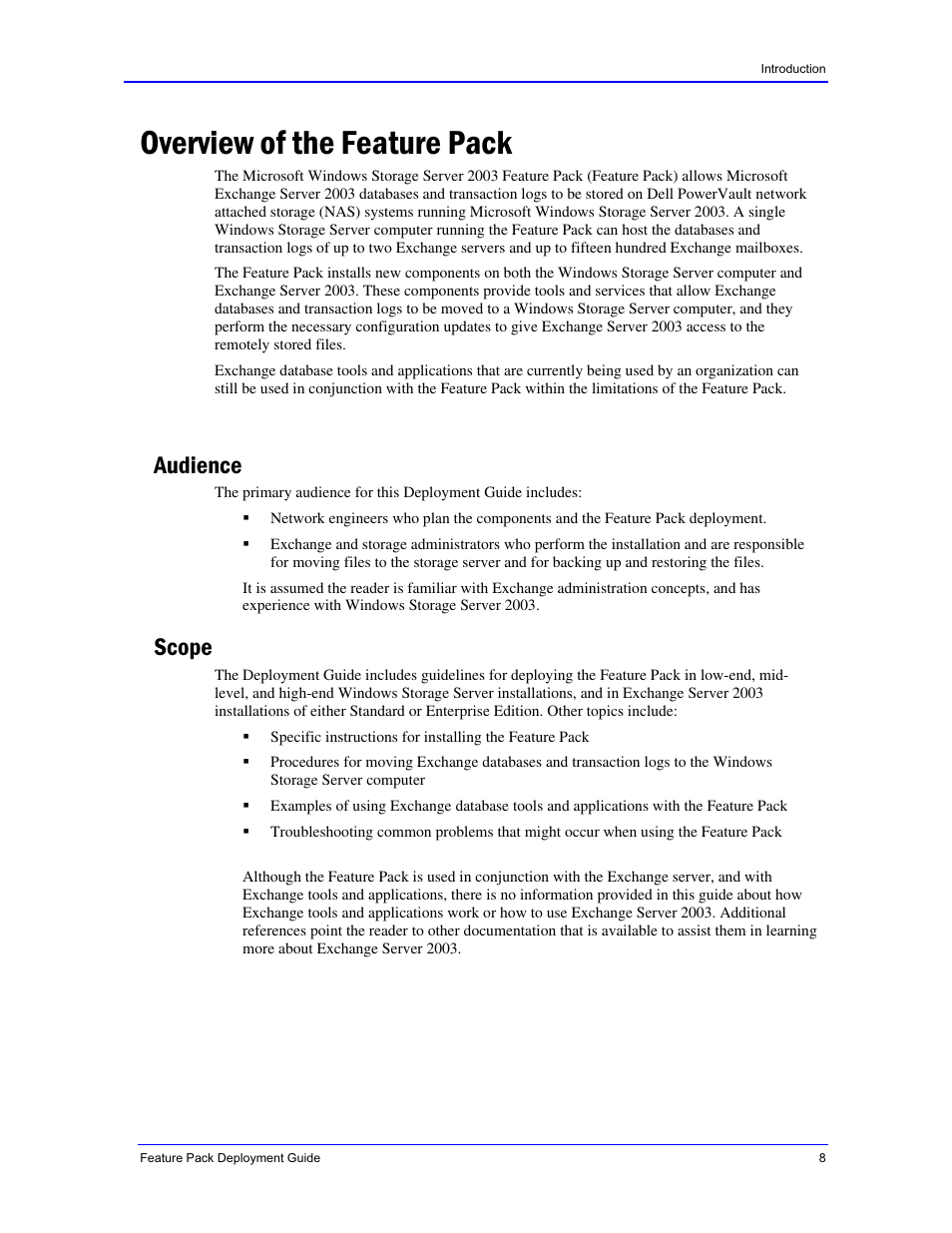 Overview of the feature pack, Audience, Scope | Dell PowerVault 745N User Manual | Page 8 / 73