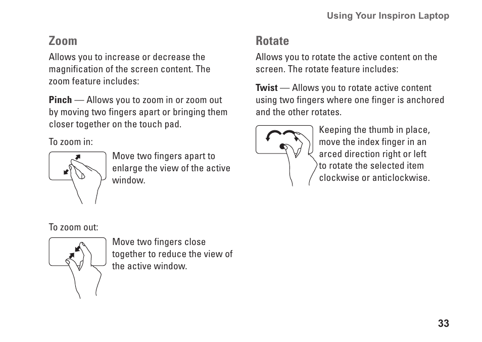 Zoom, Rotate | Dell Inspiron 17 (N7010, Mid 2010) User Manual | Page 35 / 94