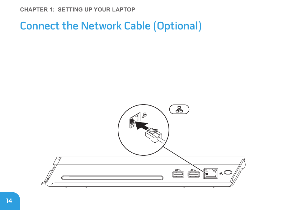 Connect the network cable (optional) | Dell Alienware M14x (Early 2011) User Manual | Page 16 / 122