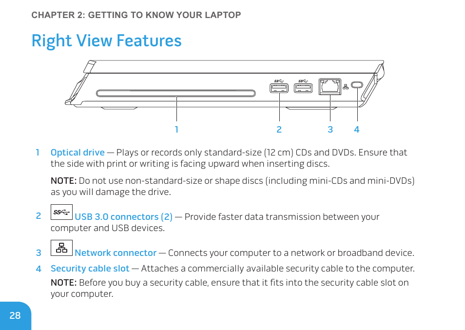 Right view features | Dell Alienware M14x (Early 2011) User Manual | Page 30 / 122