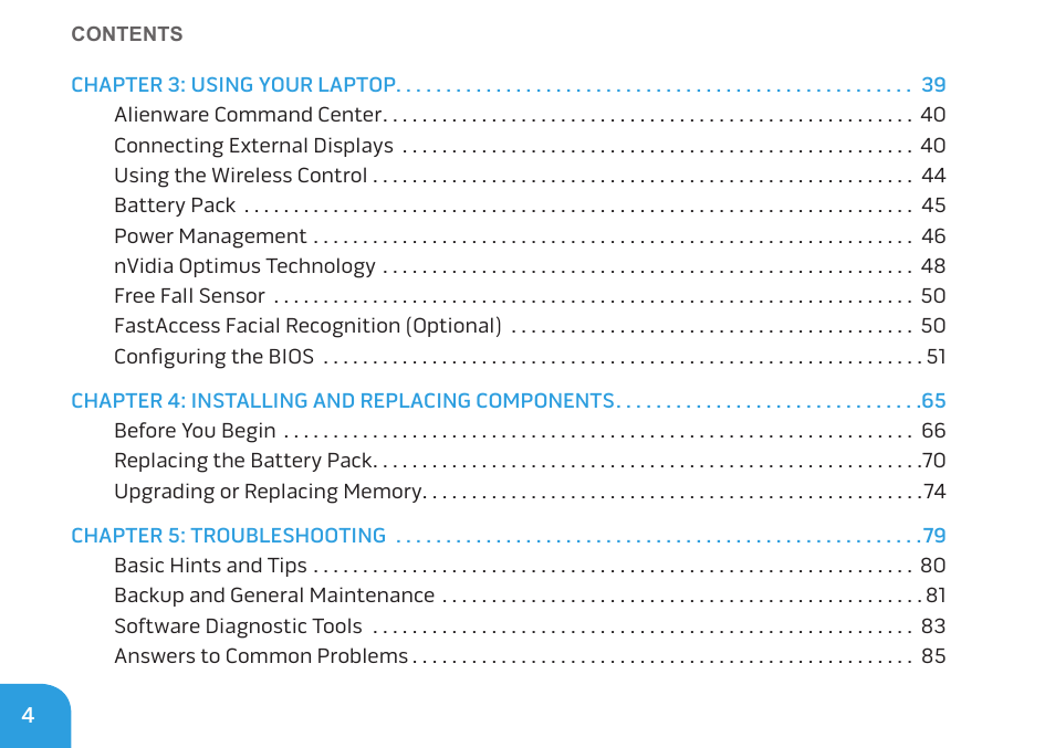 Dell Alienware M14x (Early 2011) User Manual | Page 6 / 122