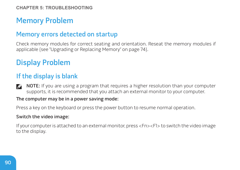 Display problem, If the display is blank | Dell Alienware M14x (Early 2011) User Manual | Page 92 / 122