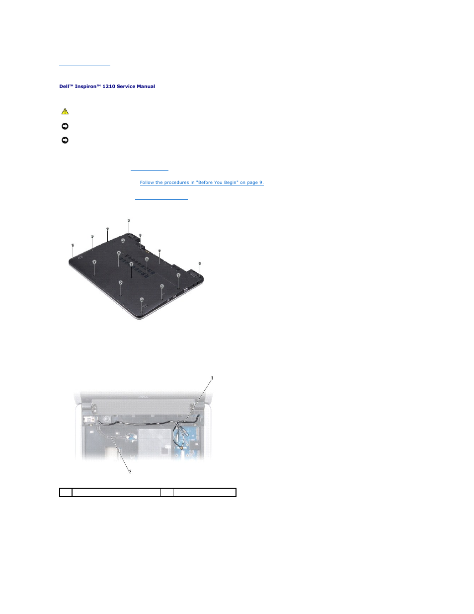 Replacing the palm rest | Dell Inspiron 1210 (Late 2008) User Manual | Page 31 / 38