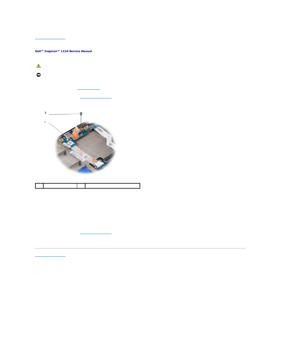 Replacing the usb board | Dell Inspiron 1210 (Late 2008) User Manual | Page 37 / 38