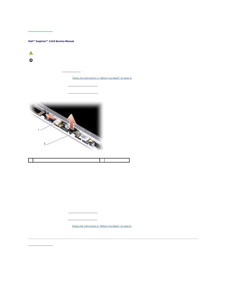 Replacing the camera | Dell Inspiron 1210 (Late 2008) User Manual | Page 7 / 38