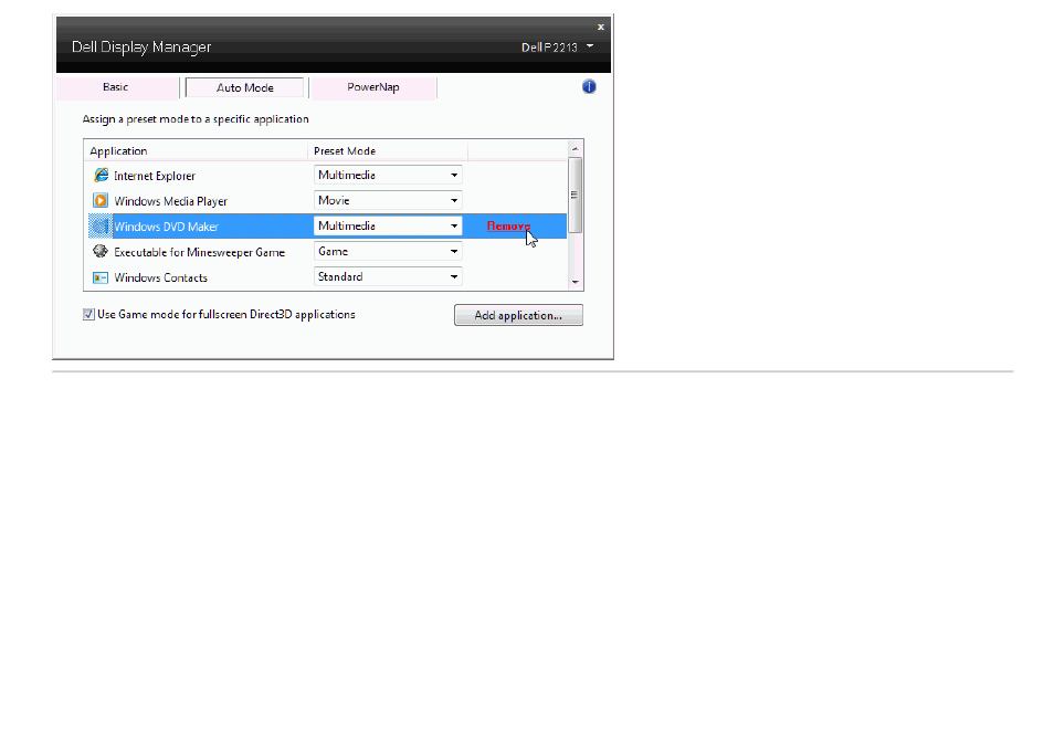 Applying energy conservation features | Dell P2213 Monitor User Manual | Page 4 / 6