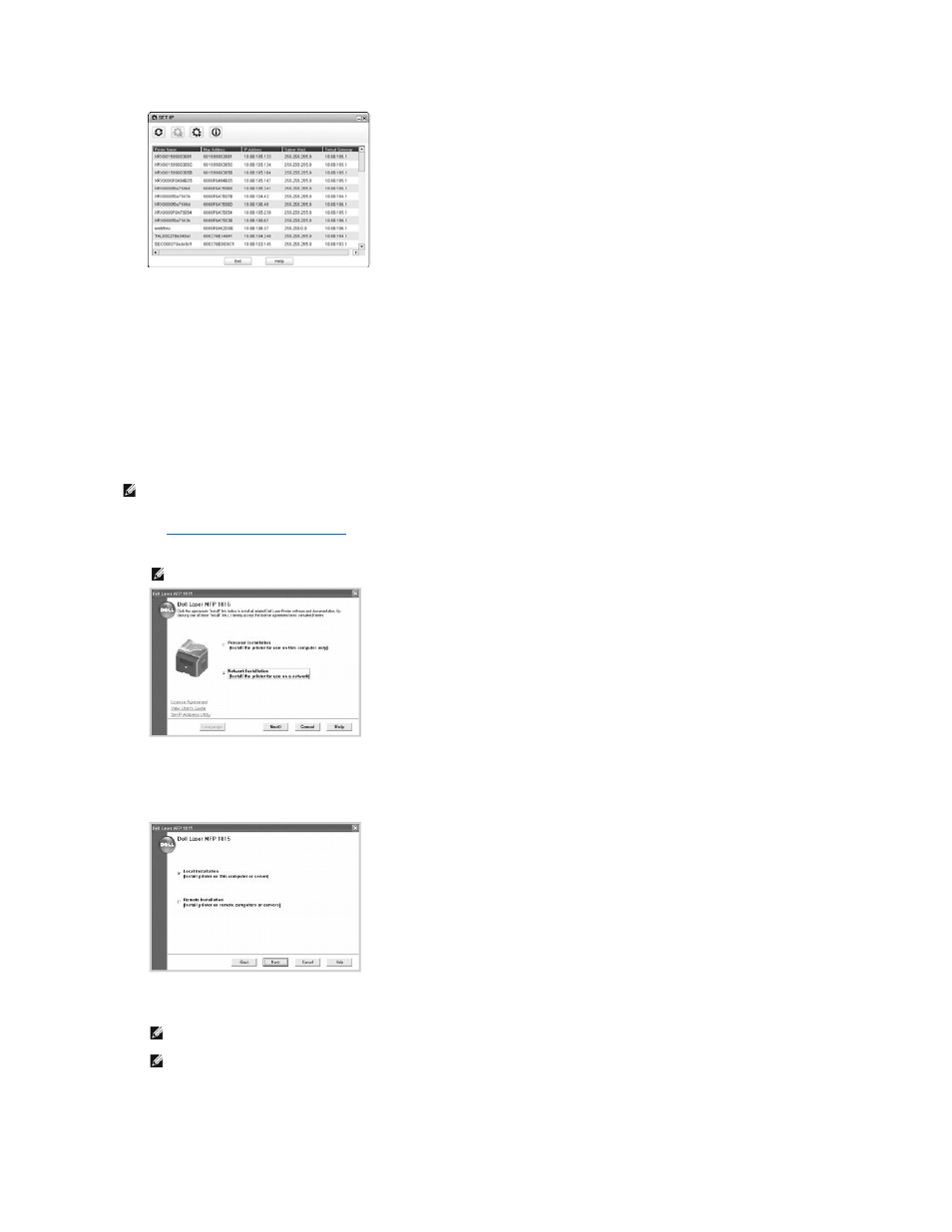 Installing dell software for network printing | Dell 1815dn Multifunction Mono Laser Printer User Manual | Page 122 / 148