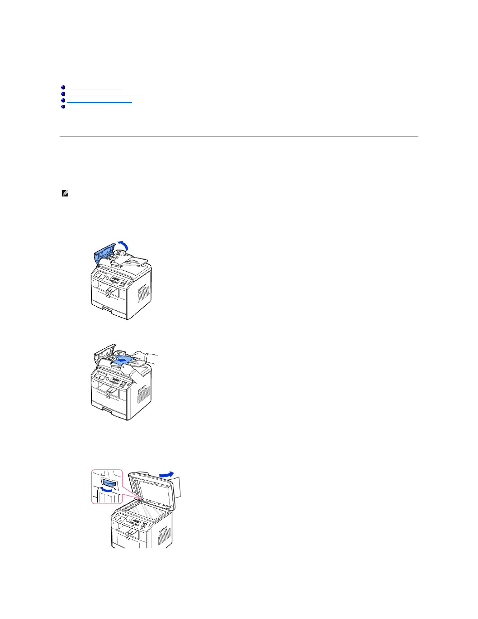 Troubleshooting, Clearing jams in the adf | Dell 1815dn Multifunction Mono Laser Printer User Manual | Page 133 / 148