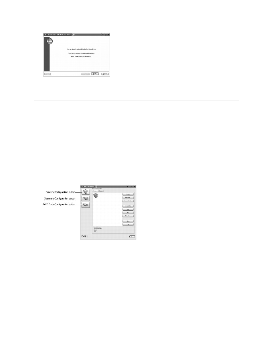 Using the mfp configurator, Opening the mfp configurator, Printers configuration | Dell 1815dn Multifunction Mono Laser Printer User Manual | Page 47 / 148