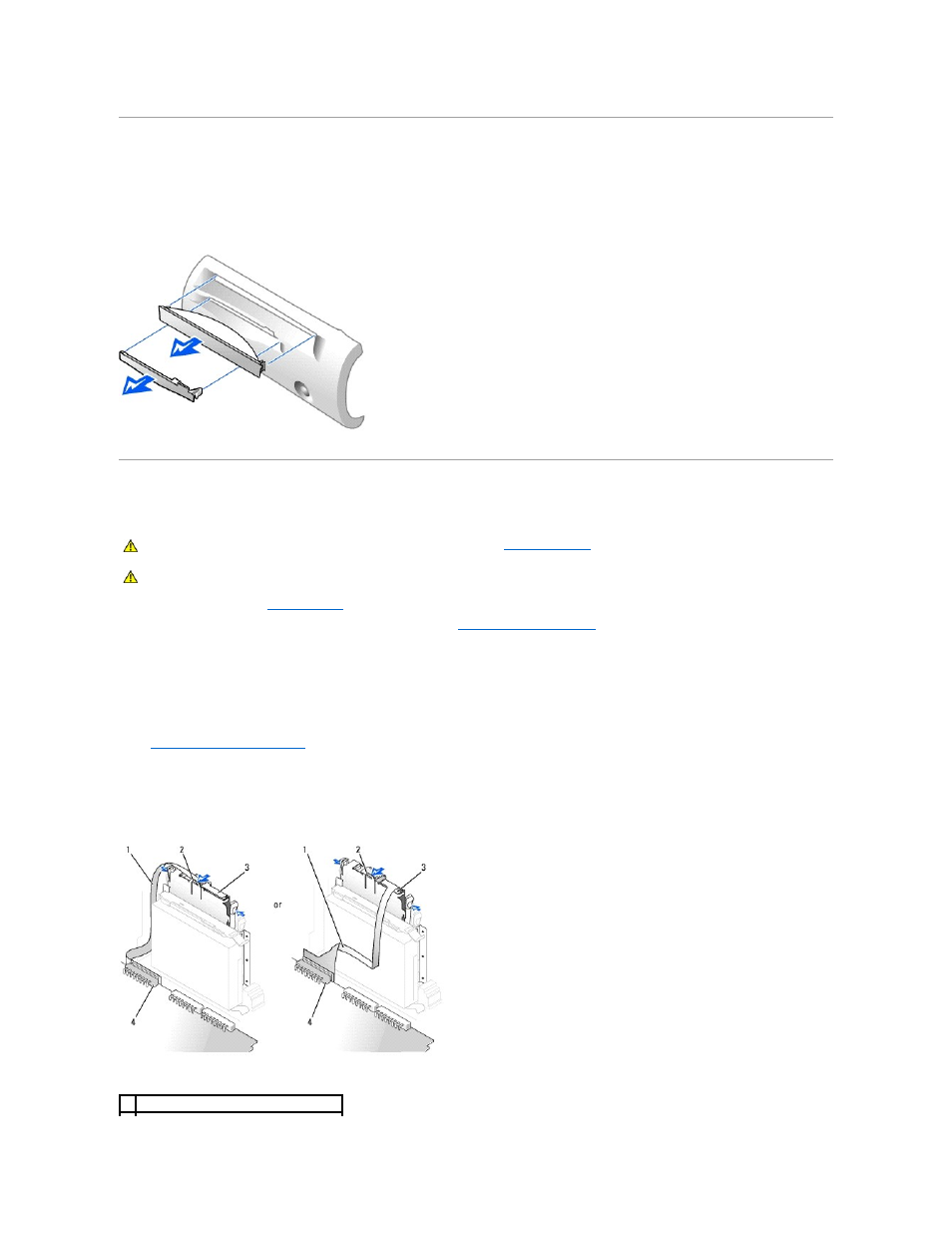 Front-panel inserts, Floppy drive, Removing a floppy drive | Dell OptiPlex GX60 User Manual | Page 122 / 181