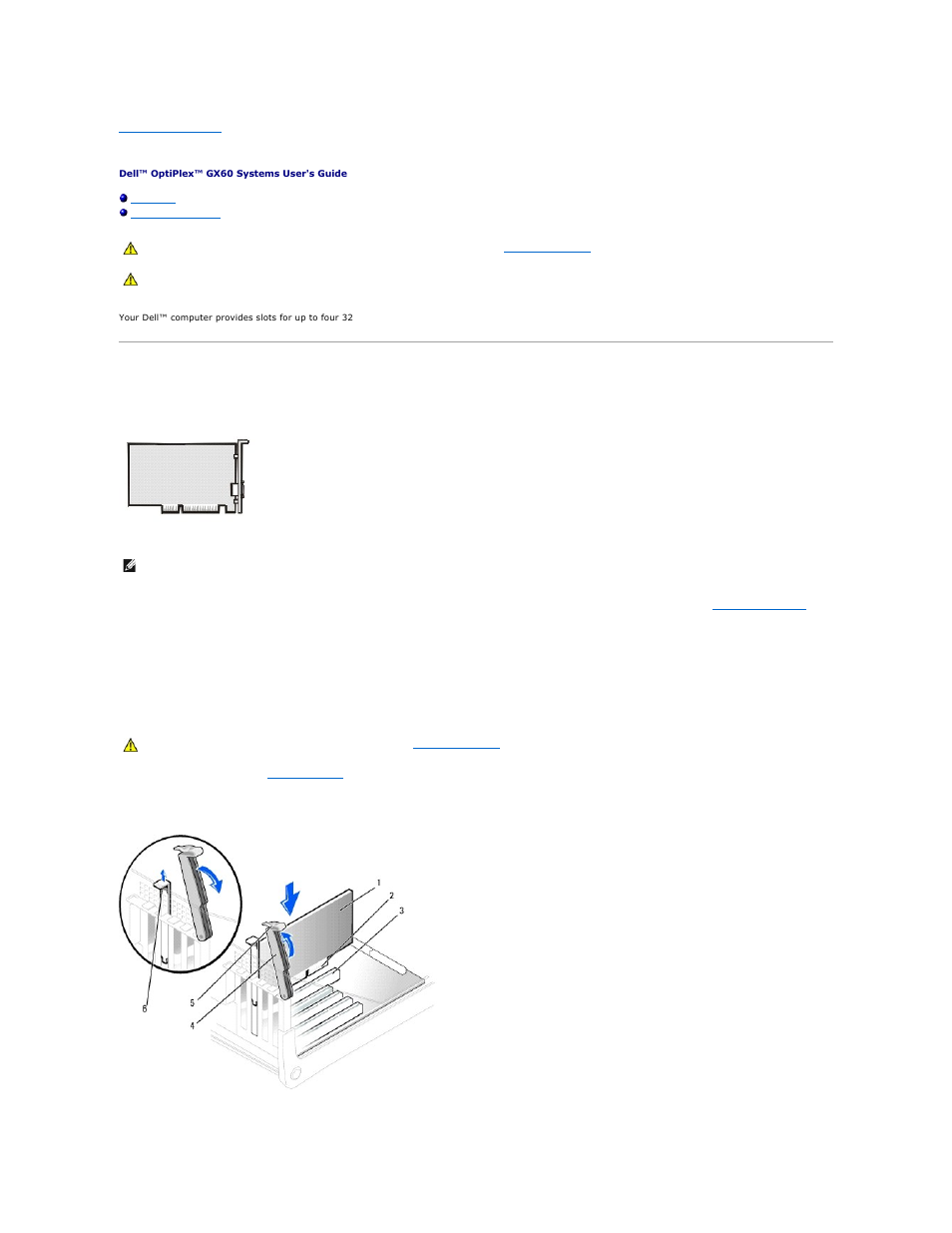Pci cards and serial port adapters, Pci cards, Installing a pci card | Dell OptiPlex GX60 User Manual | Page 154 / 181