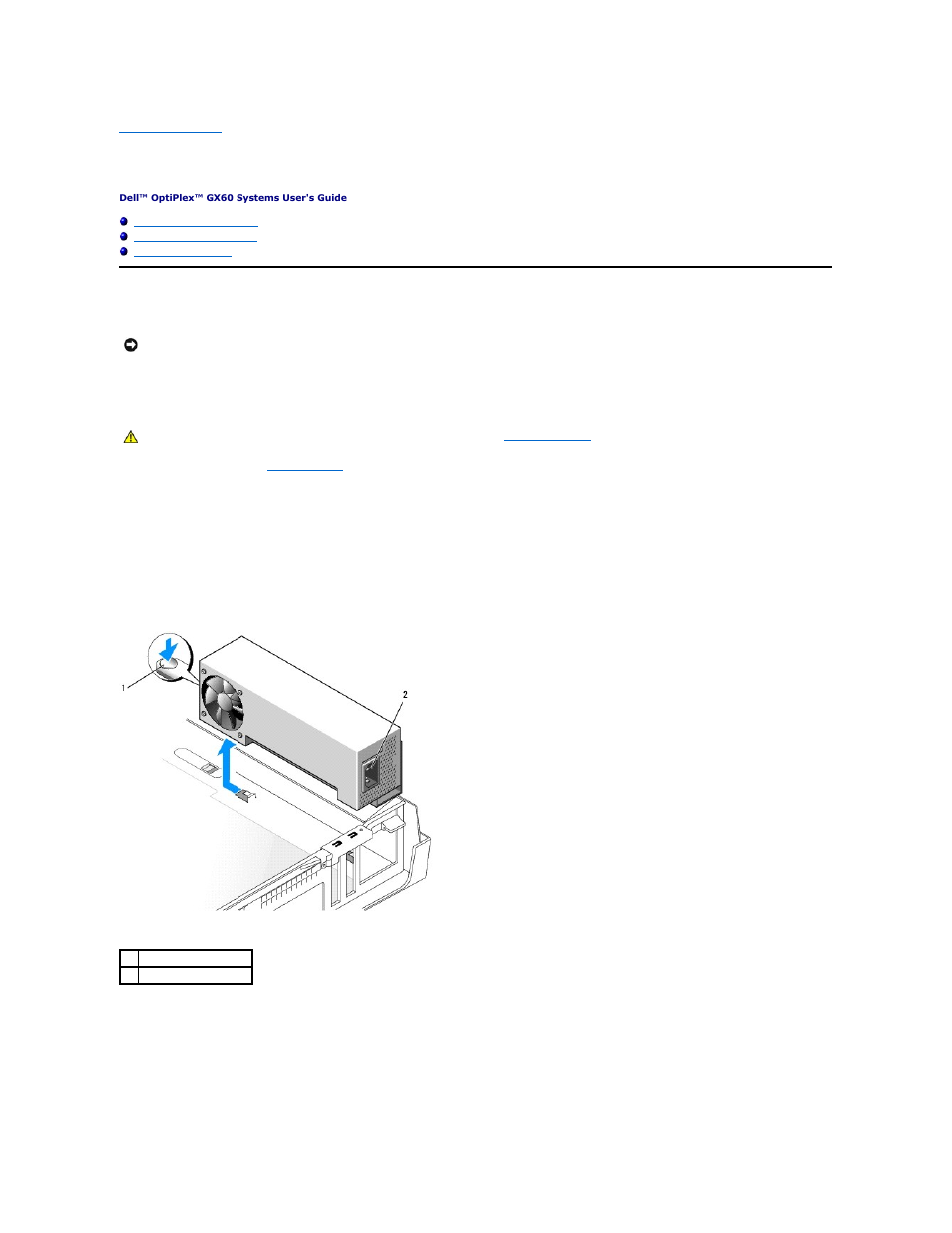 Power supply, Removing the power supply, Small form-factor computer | Small desktop computer | Dell OptiPlex GX60 User Manual | Page 67 / 181