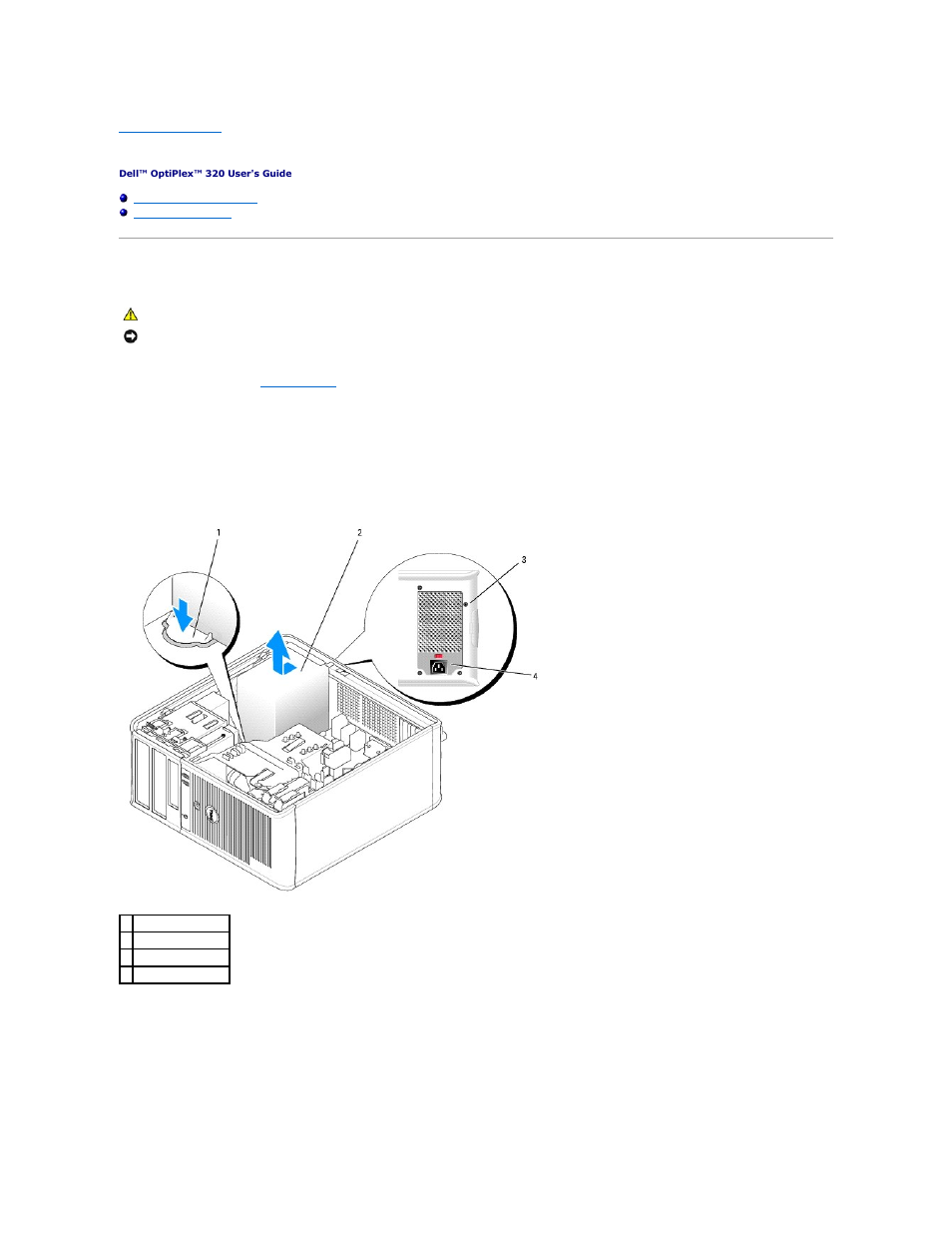 Power supply, Replacing the power supply | Dell OptiPlex 320 User Manual | Page 102 / 140
