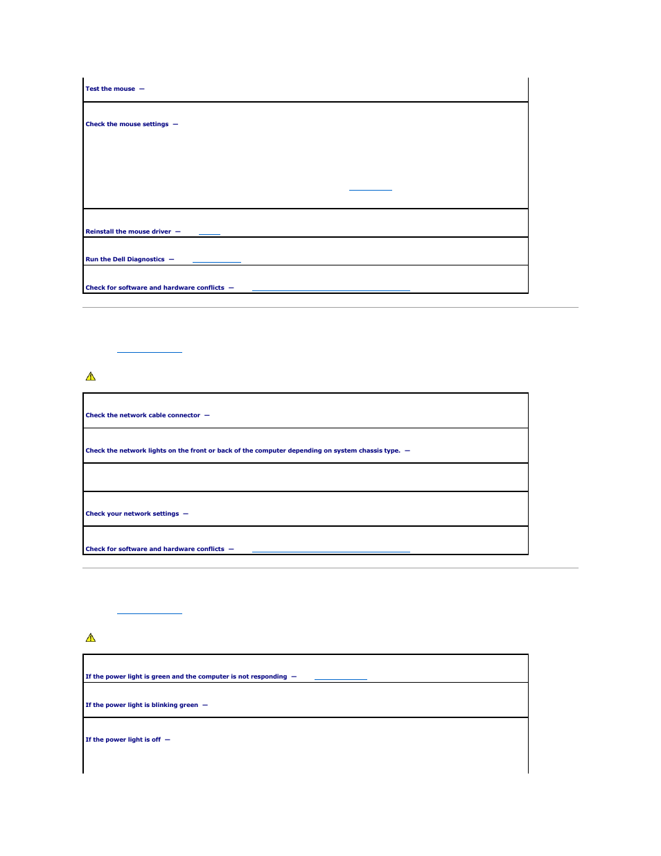 Network problems, Power problems | Dell OptiPlex 320 User Manual | Page 124 / 140