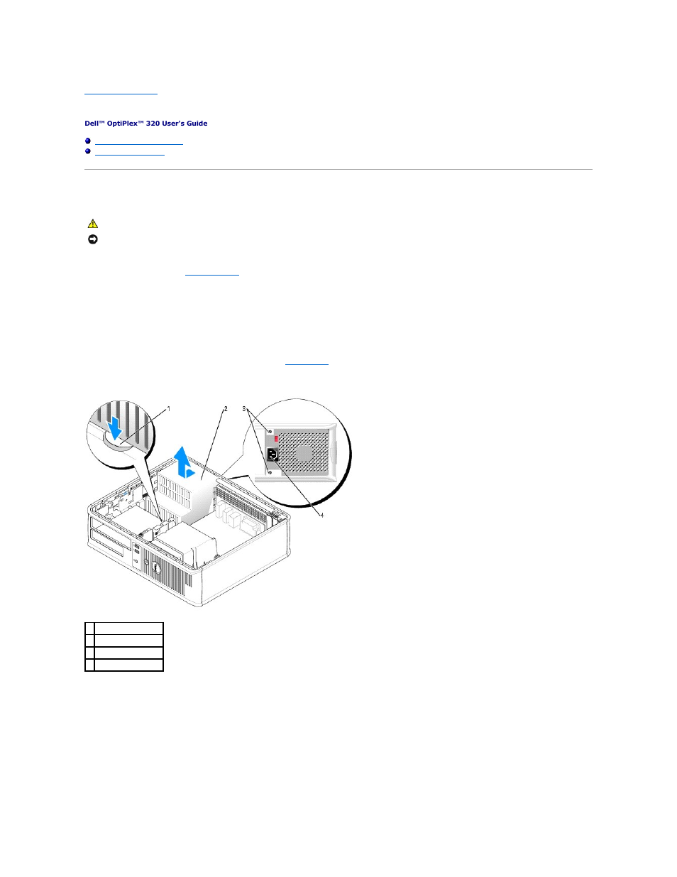 Power supply, Replacing the power supply | Dell OptiPlex 320 User Manual | Page 40 / 140