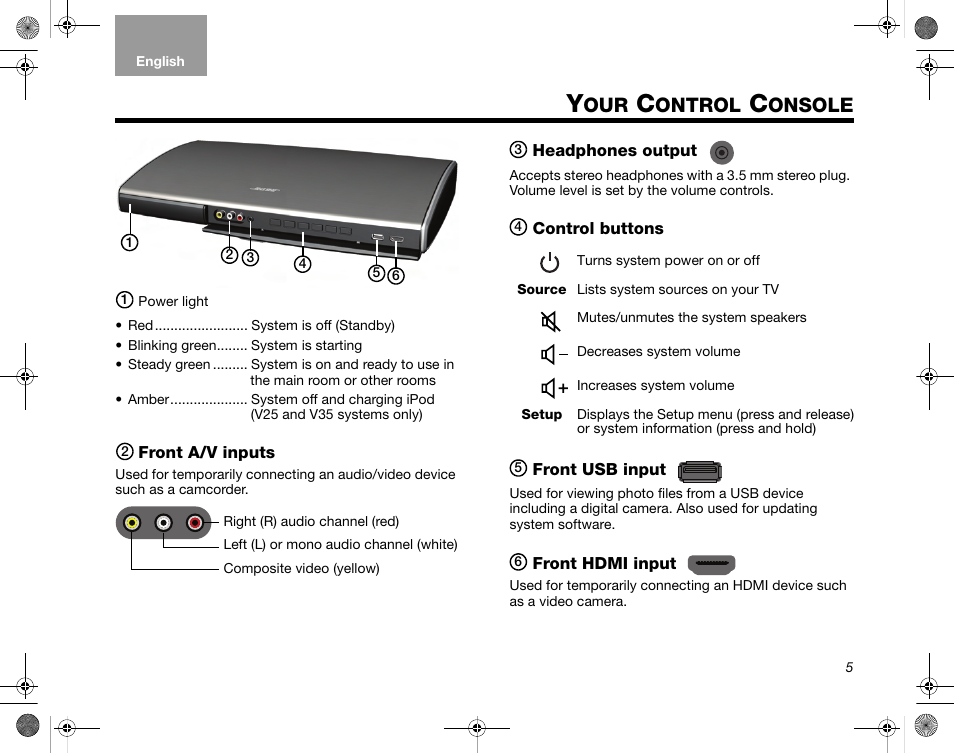 Ontrol, Onsole | Bose Home Entertainment Systems V35 User Manual | Page 11 / 92
