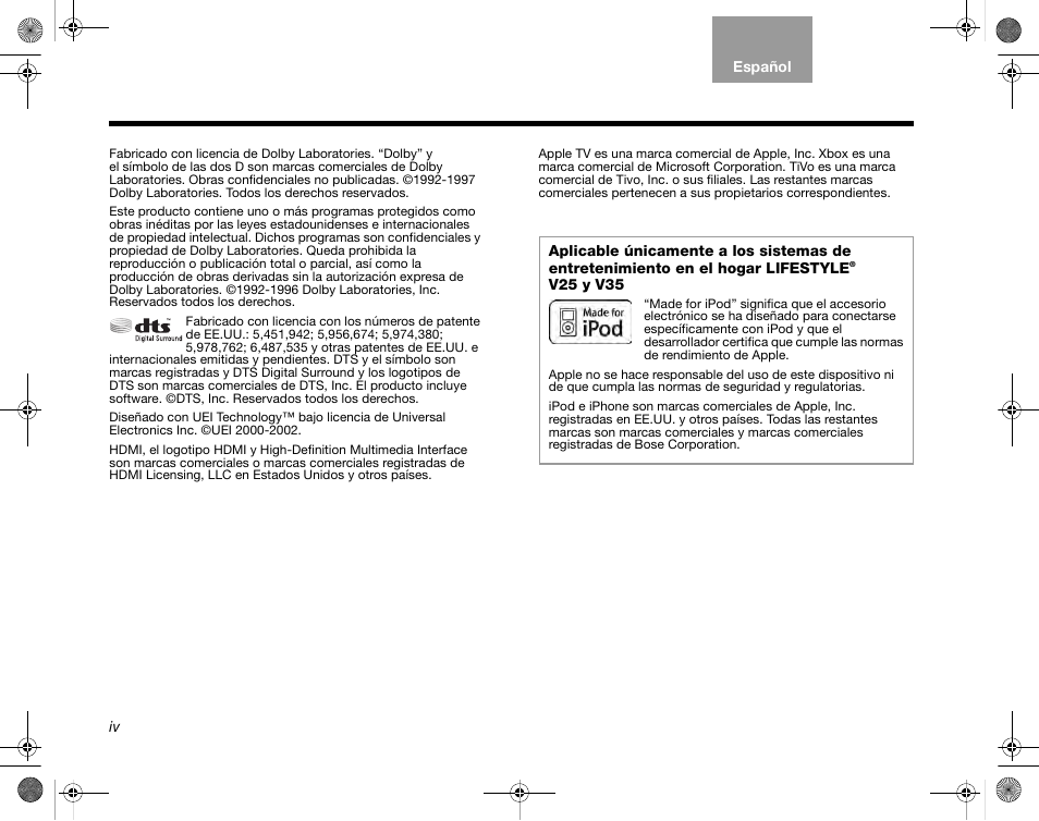 Bose Home Entertainment Systems V35 User Manual | Page 34 / 92