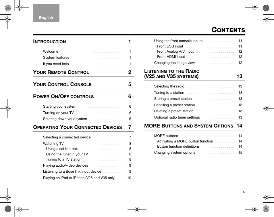 Ontents, More b | Bose Home Entertainment Systems V35 User Manual | Page 5 / 92