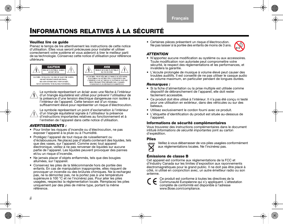 Resolutevigilanteog_fra_print, Nformations, Relatives | Sécurité | Bose Home Entertainment Systems V35 User Manual | Page 62 / 92