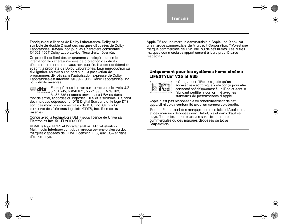 Bose Home Entertainment Systems V35 User Manual | Page 64 / 92