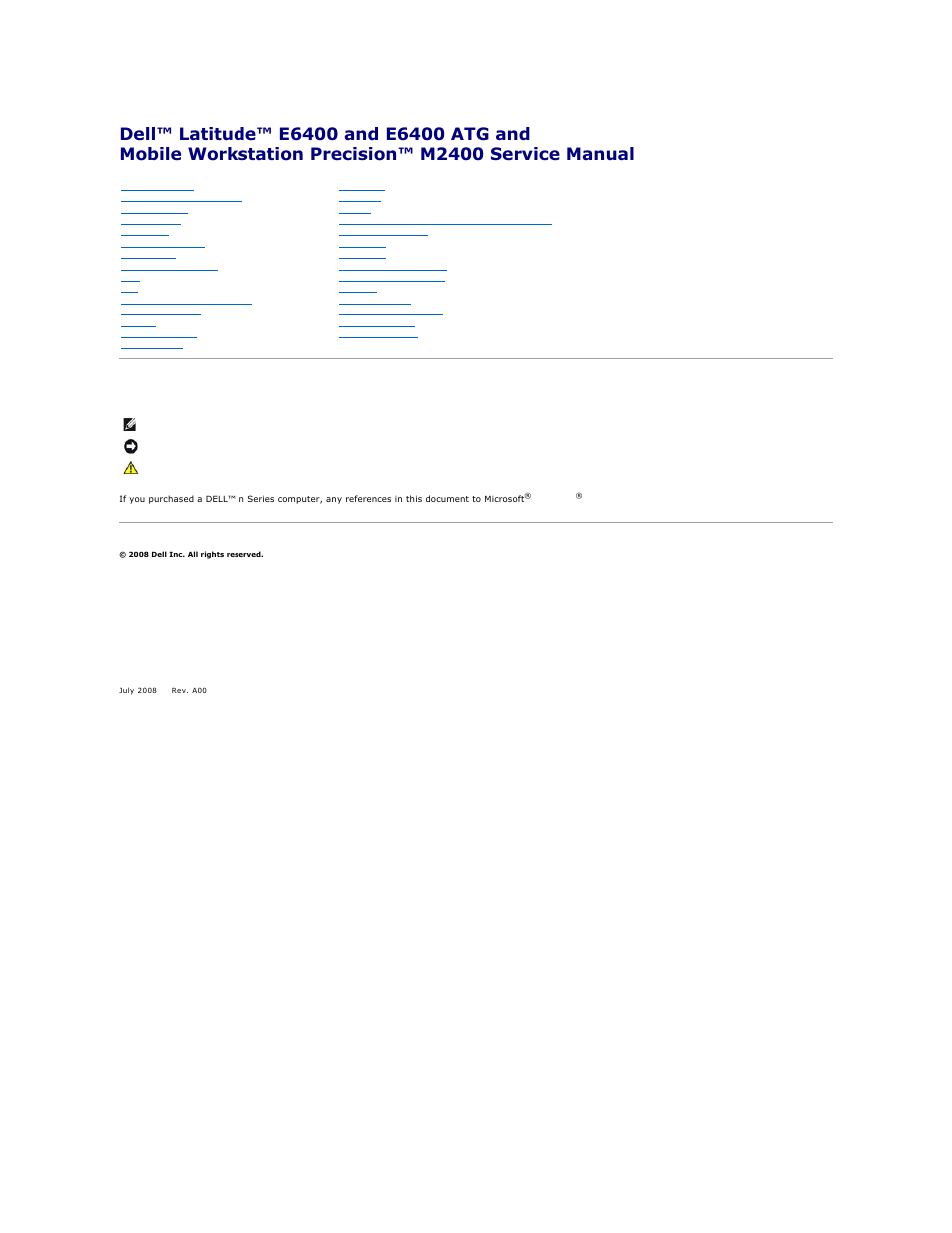 Dell Latitude E6400 ATG (Mid 2008) User Manual | 99 pages