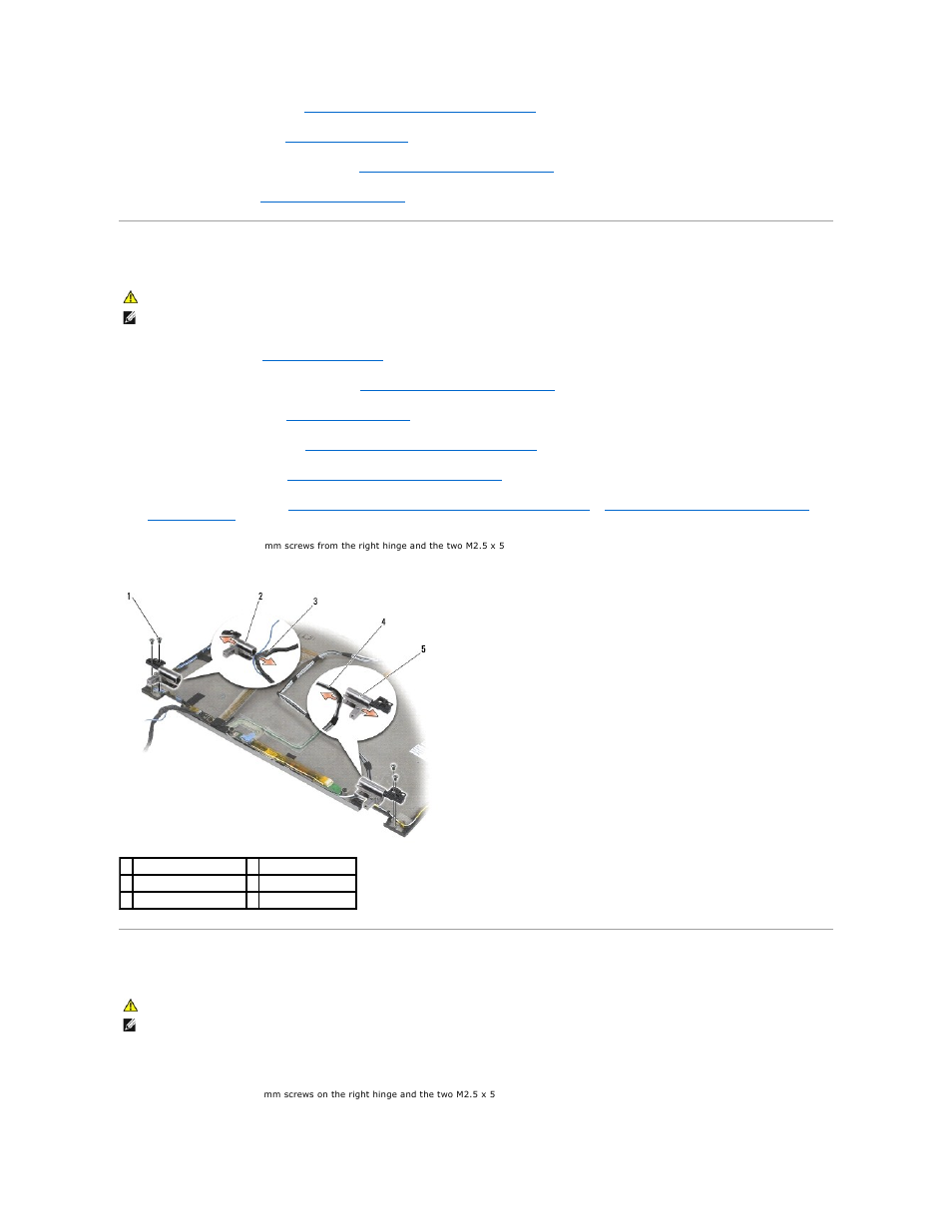 Removing the display hinges (e6400 and m2400), Replacing the display hinges (e6400 and m2400) | Dell Latitude E6400 ATG (Mid 2008) User Manual | Page 39 / 99