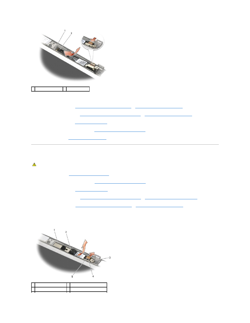 Removing the camera and microphone assembly | Dell Latitude E6400 ATG (Mid 2008) User Manual | Page 42 / 99