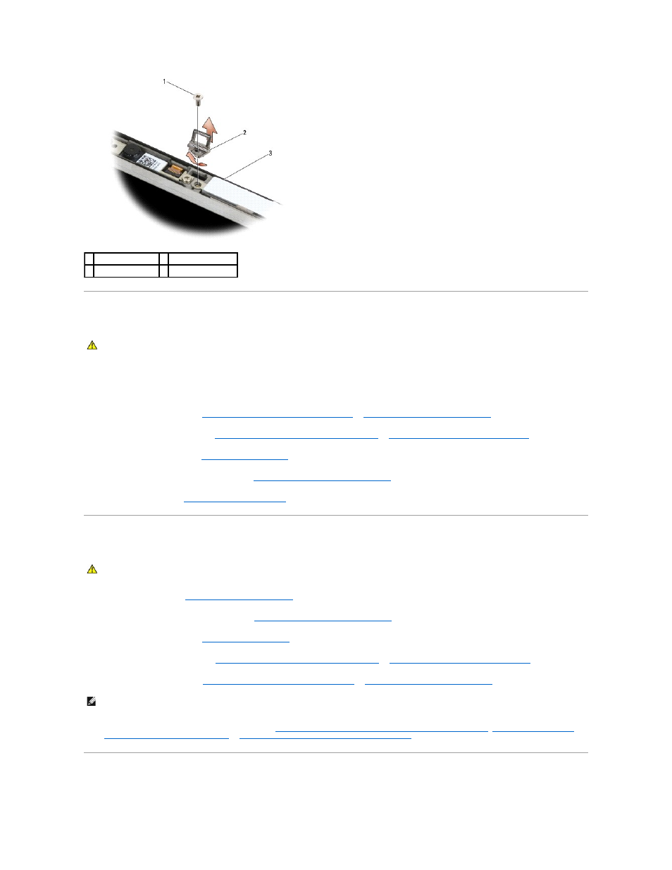 Replacing the latch hook assembly, Removing the display cover, Replacing the display cover | Dell Latitude E6400 ATG (Mid 2008) User Manual | Page 44 / 99