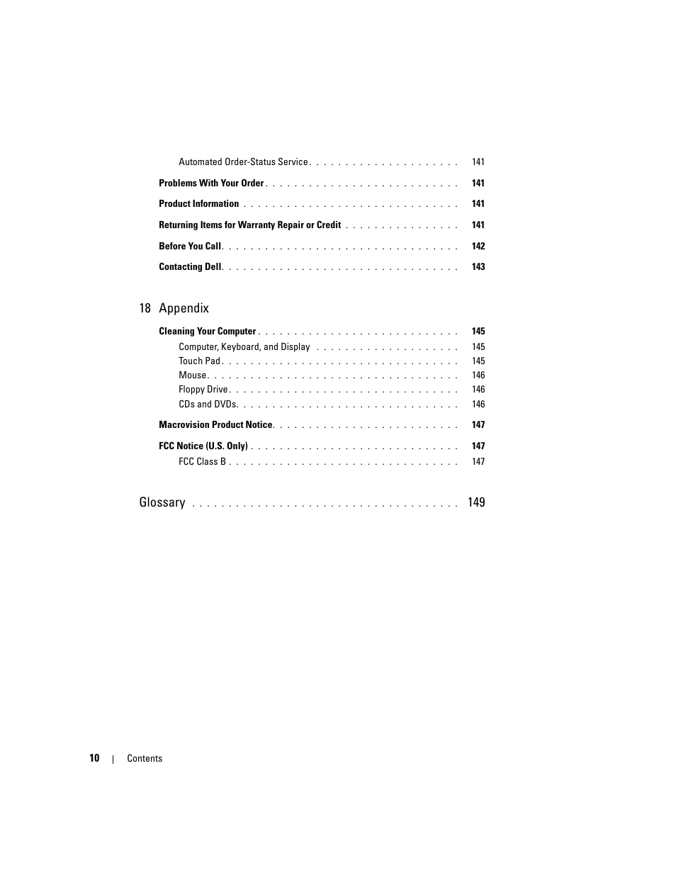 18 appendix, Glossary | Dell Latitude D830 (Early 2007) User Manual | Page 10 / 158