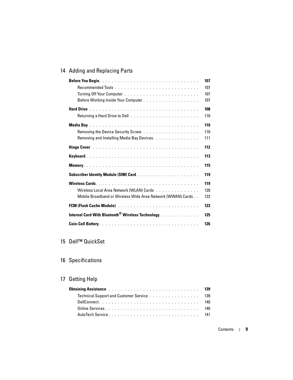 14 adding and replacing parts | Dell Latitude D830 (Early 2007) User Manual | Page 9 / 158
