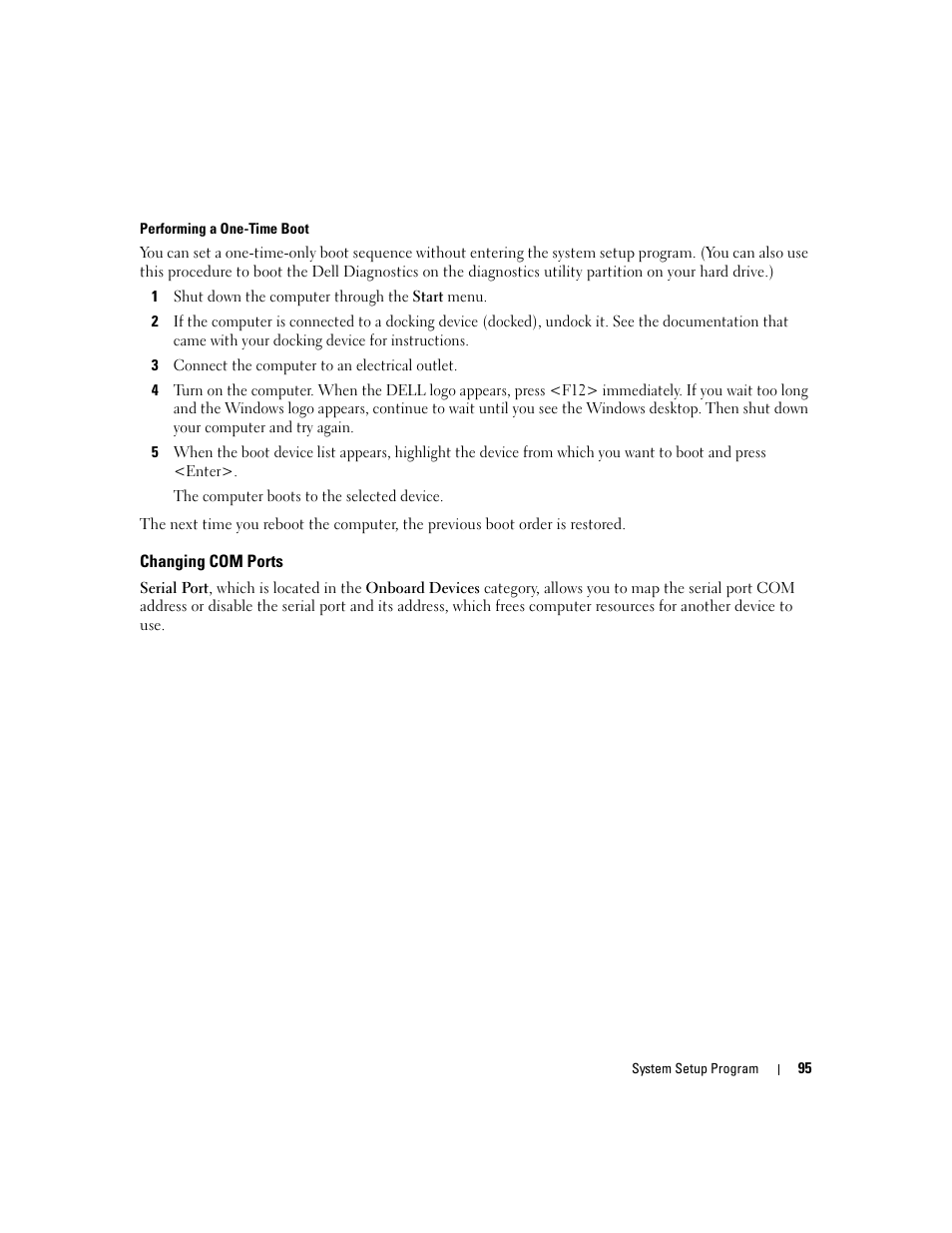 Changing com ports | Dell Latitude D830 (Early 2007) User Manual | Page 95 / 158