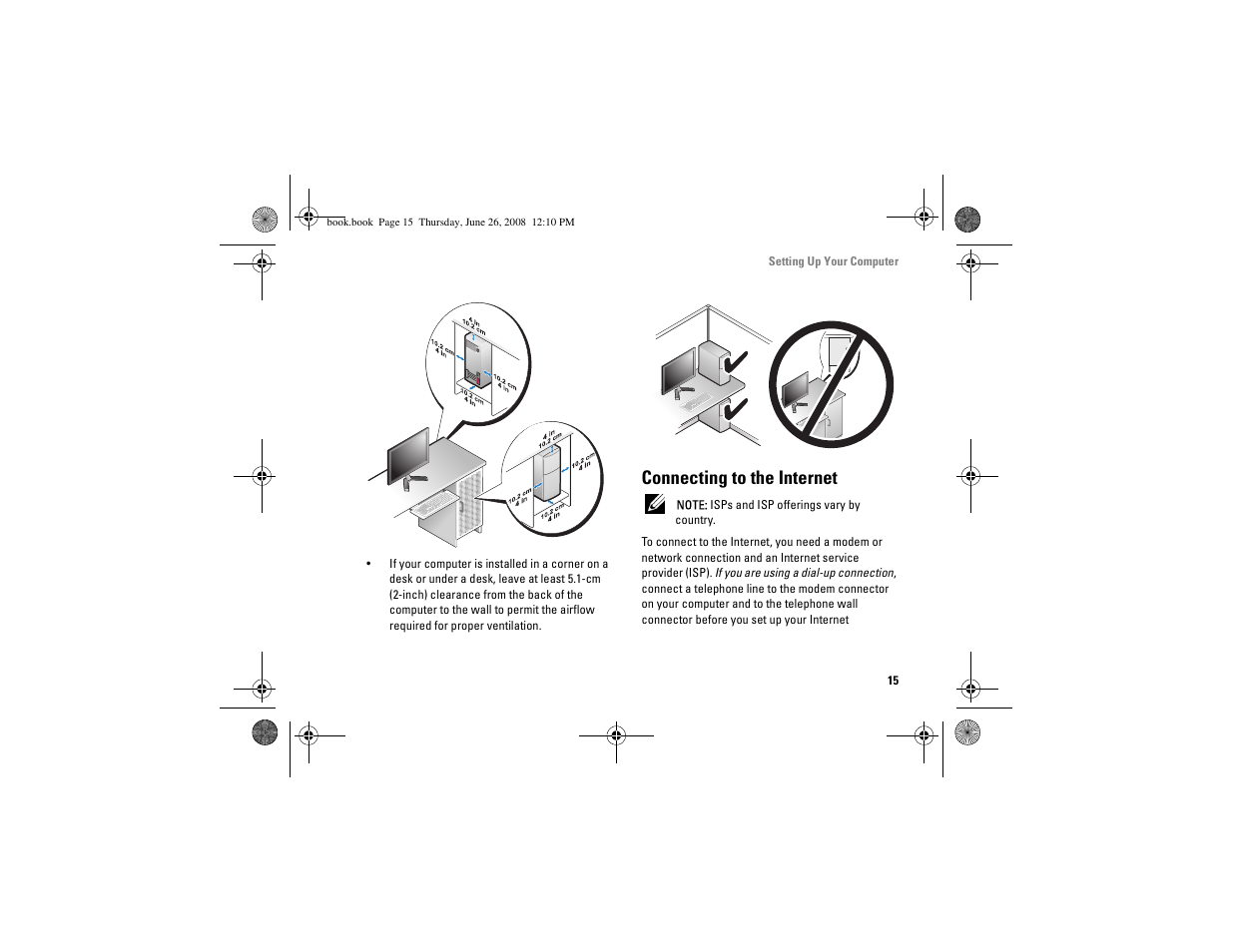 Connecting to the internet | Dell Vostro A180 (Early 2009) User Manual | Page 15 / 76