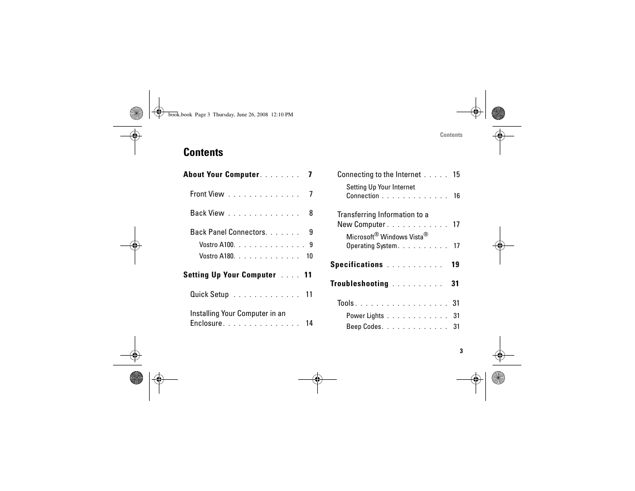 Dell Vostro A180 (Early 2009) User Manual | Page 3 / 76