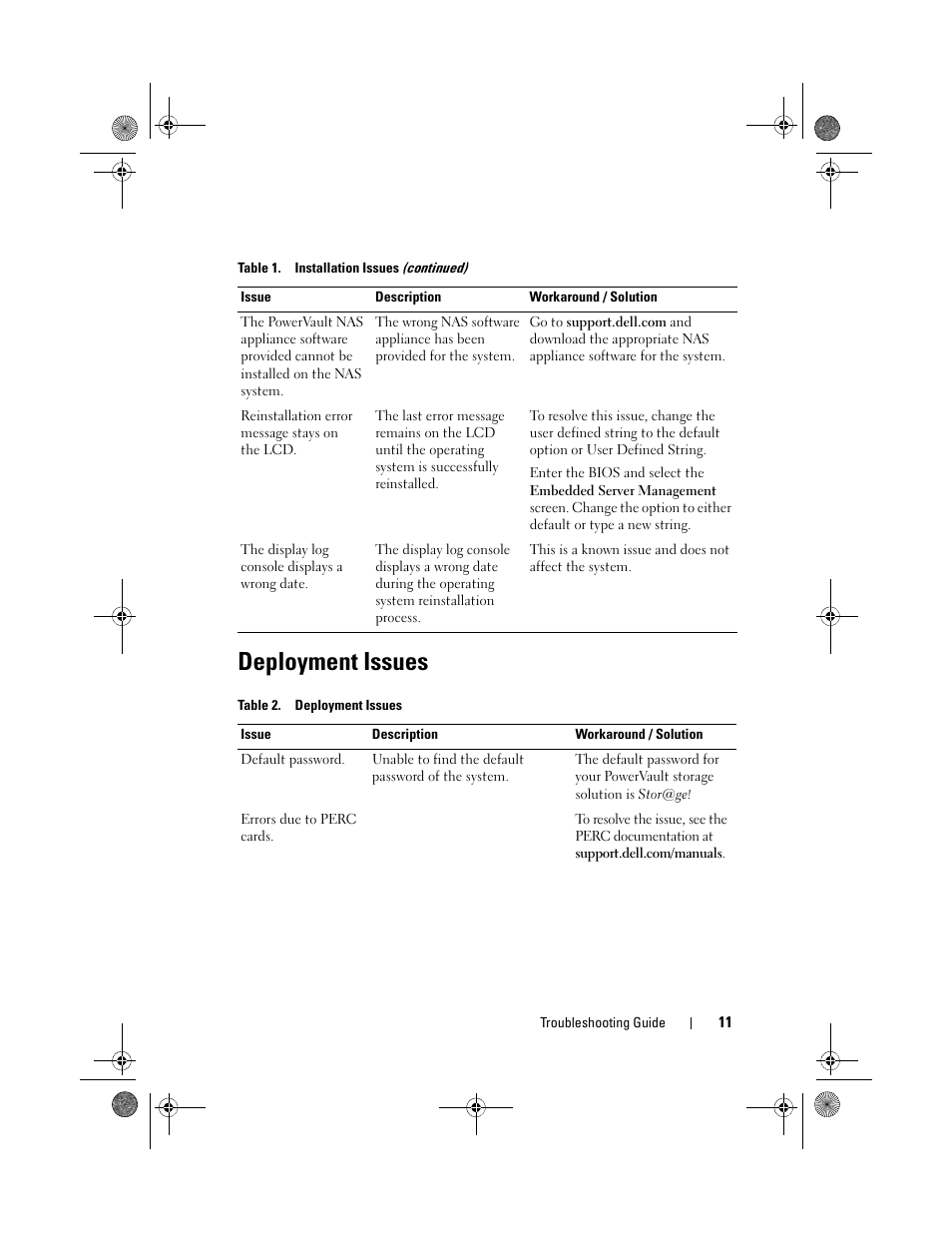 Deployment issues | Dell PowerVault NX200 User Manual | Page 11 / 16