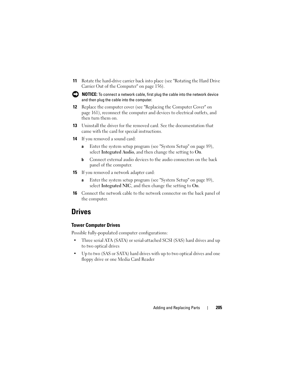 Drives, Tower computer drives | Dell Precision T5400 (Late 2007) User Manual | Page 205 / 316