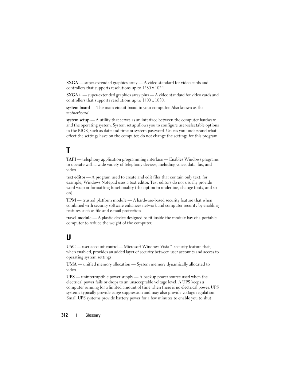 Dell Precision T5400 (Late 2007) User Manual | Page 312 / 316