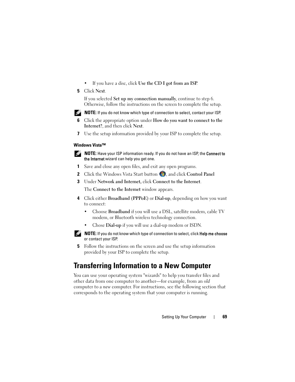 Transferring information to a new computer | Dell Precision T5400 (Late 2007) User Manual | Page 69 / 316