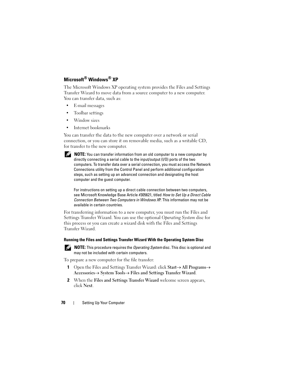 Microsoft® windows® xp, Microsoft | Dell Precision T5400 (Late 2007) User Manual | Page 70 / 316