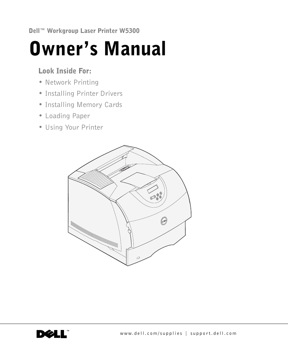 Dell W5300 Workgroup Laser Printer User Manual | 86 pages