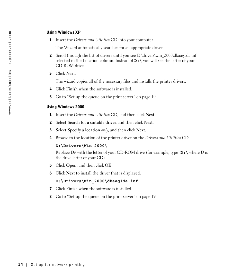 Dell W5300 Workgroup Laser Printer User Manual | Page 14 / 86