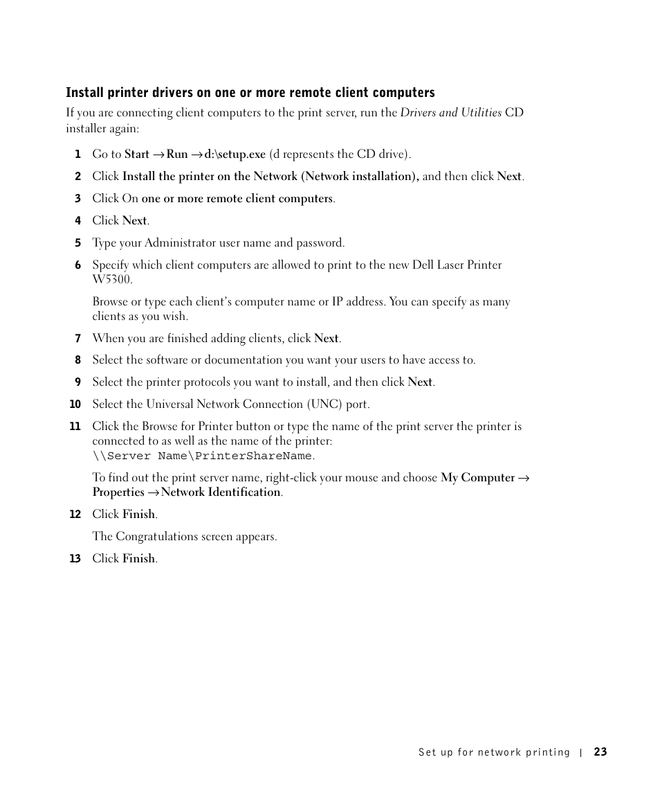 Dell W5300 Workgroup Laser Printer User Manual | Page 23 / 86