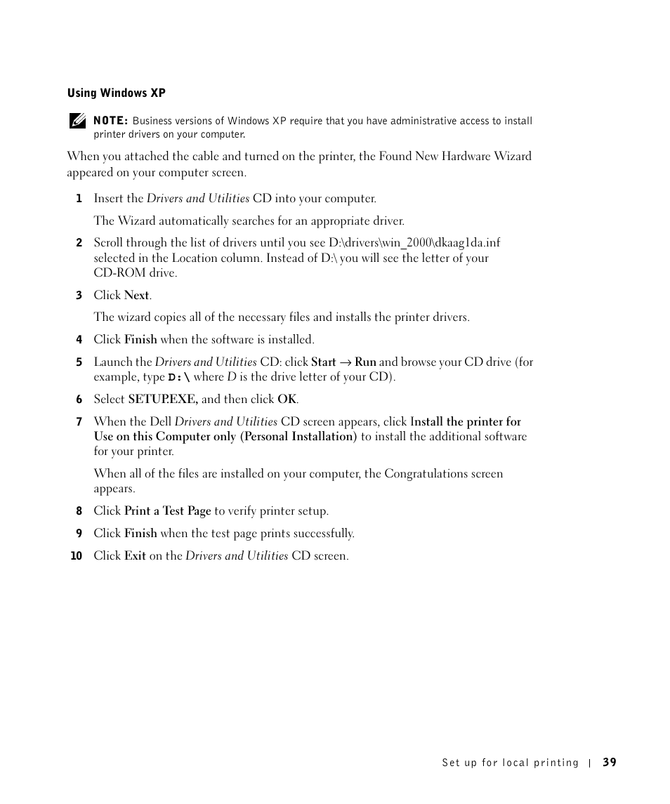 Dell W5300 Workgroup Laser Printer User Manual | Page 39 / 86