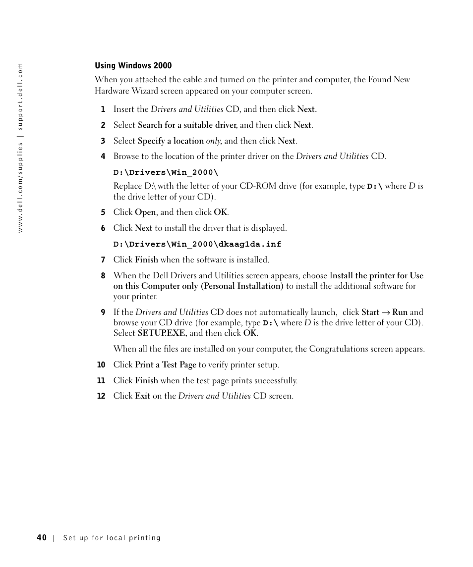 Dell W5300 Workgroup Laser Printer User Manual | Page 40 / 86