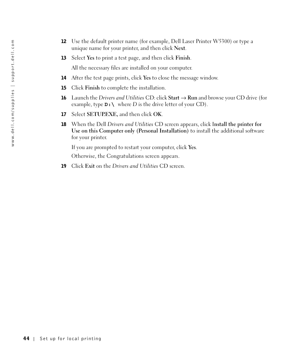 Dell W5300 Workgroup Laser Printer User Manual | Page 44 / 86