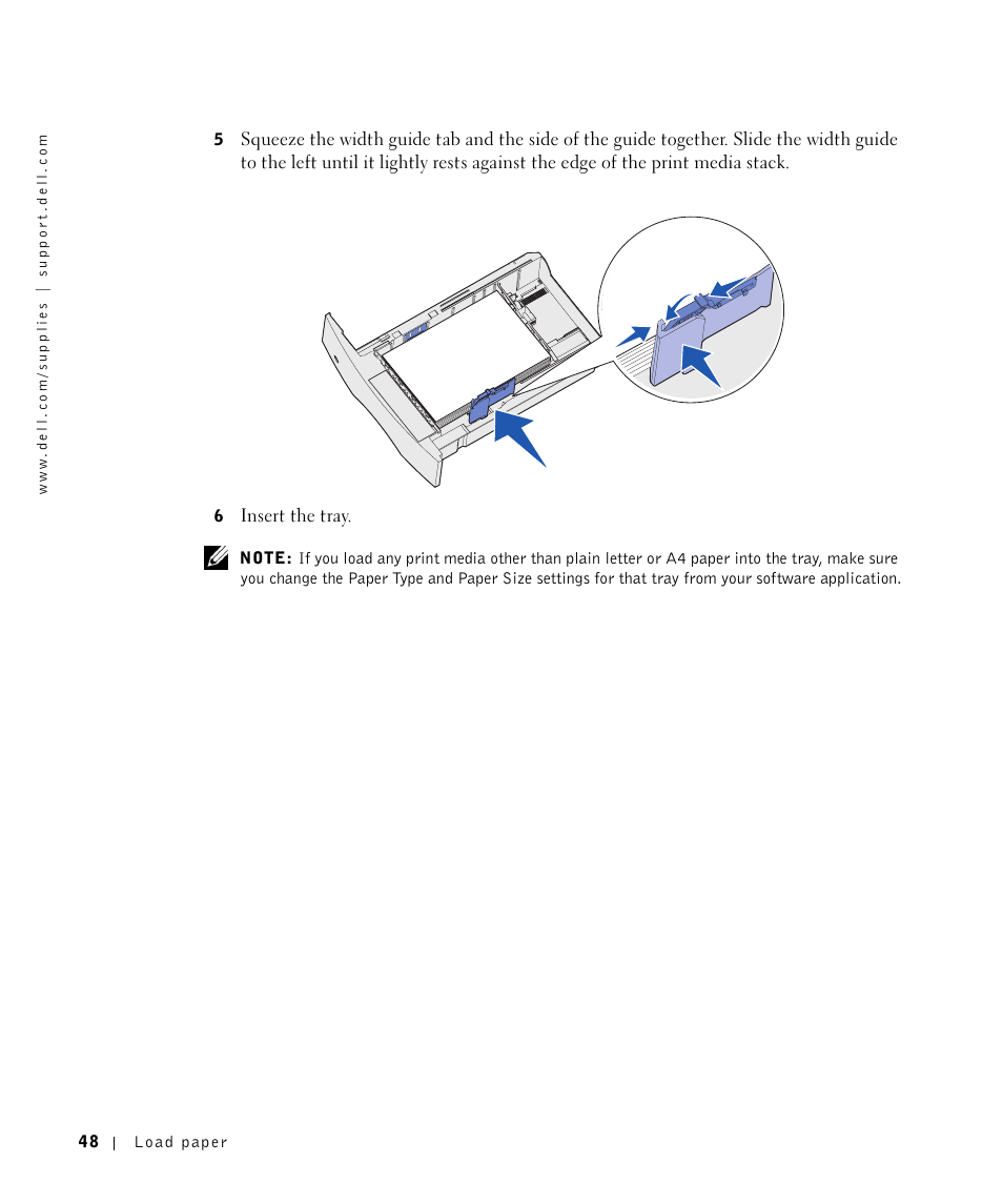 Insert the tray | Dell W5300 Workgroup Laser Printer User Manual | Page 48 / 86