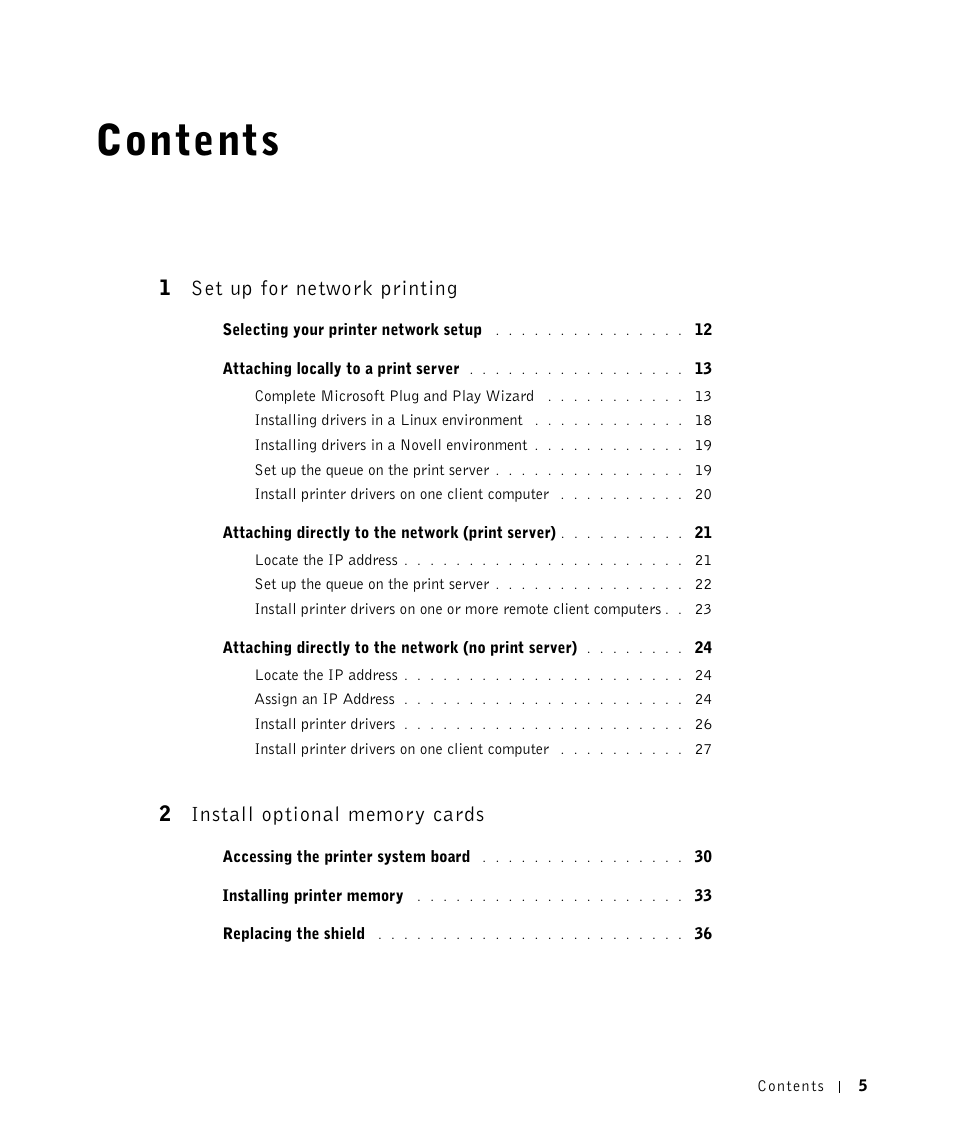 Dell W5300 Workgroup Laser Printer User Manual | Page 5 / 86
