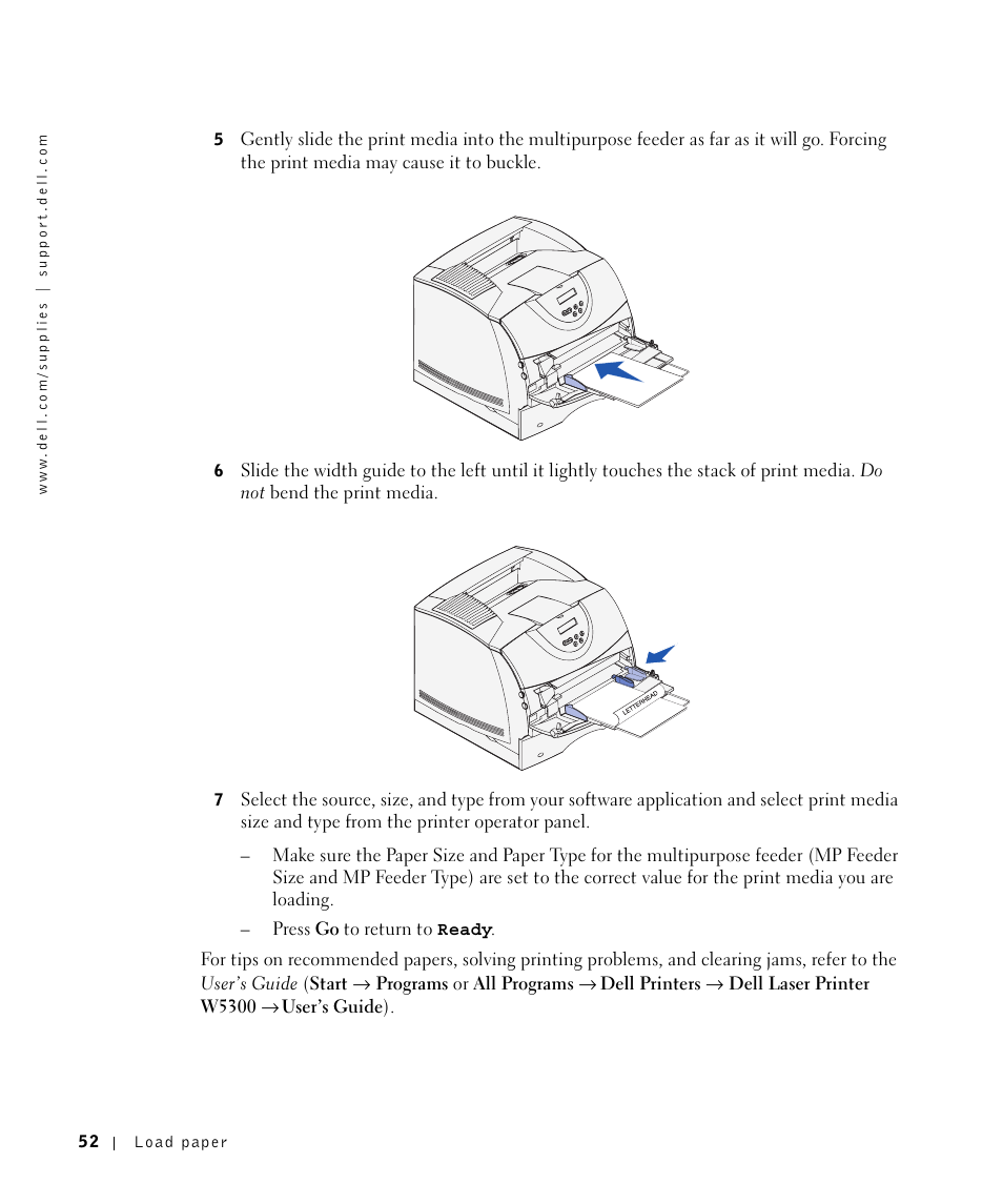 Dell W5300 Workgroup Laser Printer User Manual | Page 52 / 86