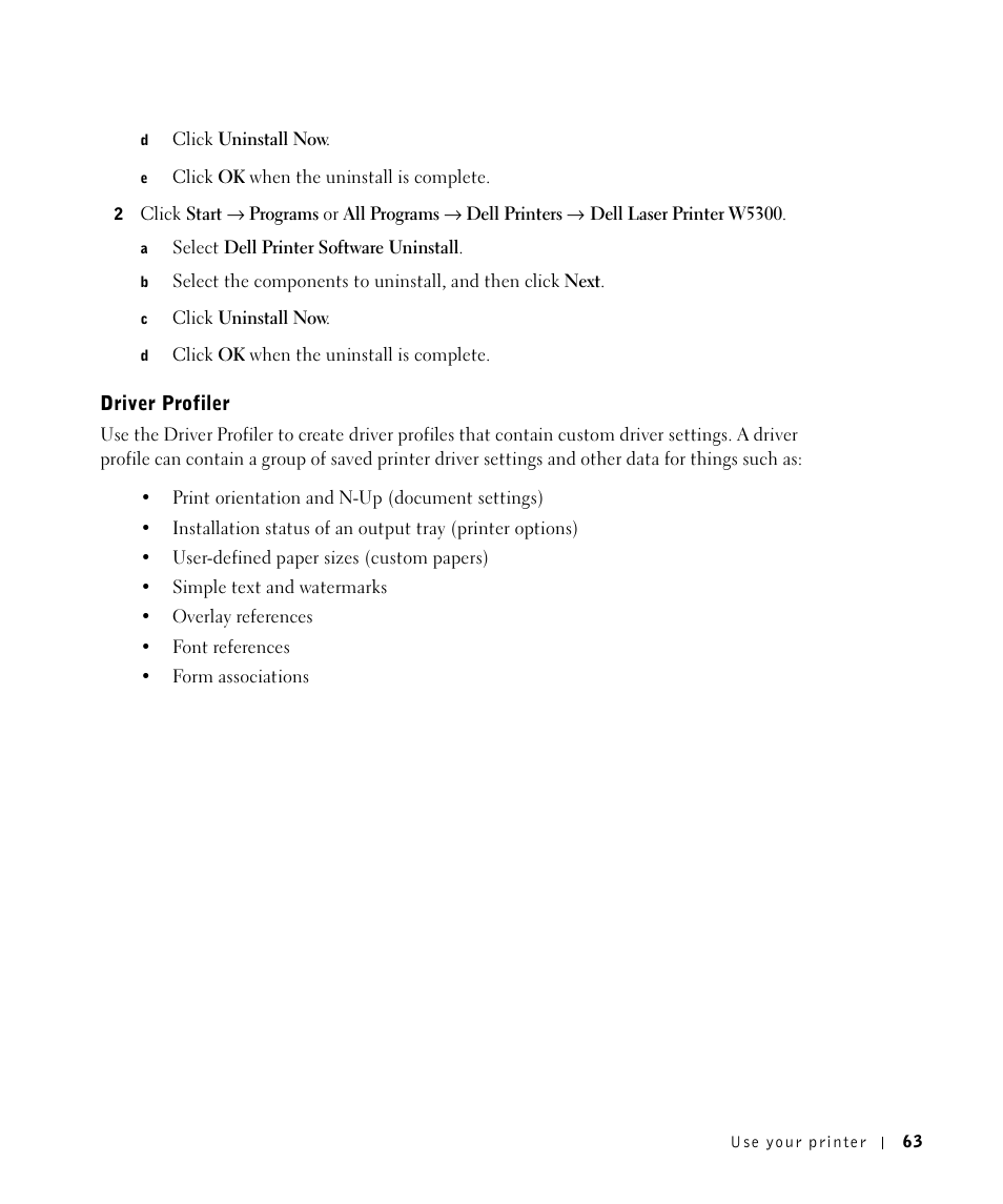 Driver profiler | Dell W5300 Workgroup Laser Printer User Manual | Page 63 / 86