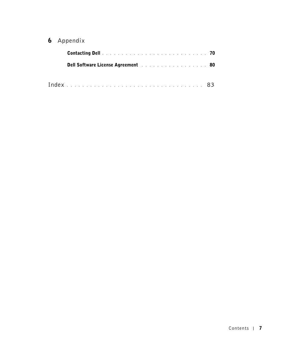 6appendix, Index | Dell W5300 Workgroup Laser Printer User Manual | Page 7 / 86